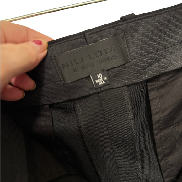 Nili Lotan 10 Virgin Wool $750 Straight Leg Corette Pants High Rise Long Black - Picture 7 of 13